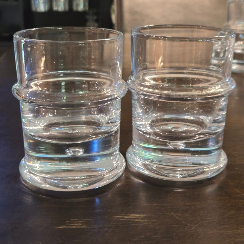 Set 2 Holmegaard Regiment water Tumblers Sidse Werner Danish Glass Signed 4.5"